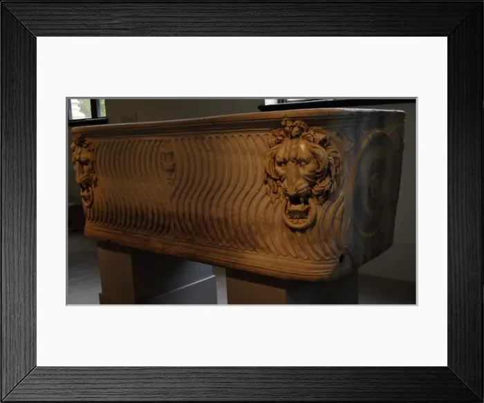 Framed Print : Roman Art. Marble strigilated sarcophagus. Ca. 220. Severan Framed Print : Roman Art. Marble strigilated sarcophagus. Ca. 220. Severan