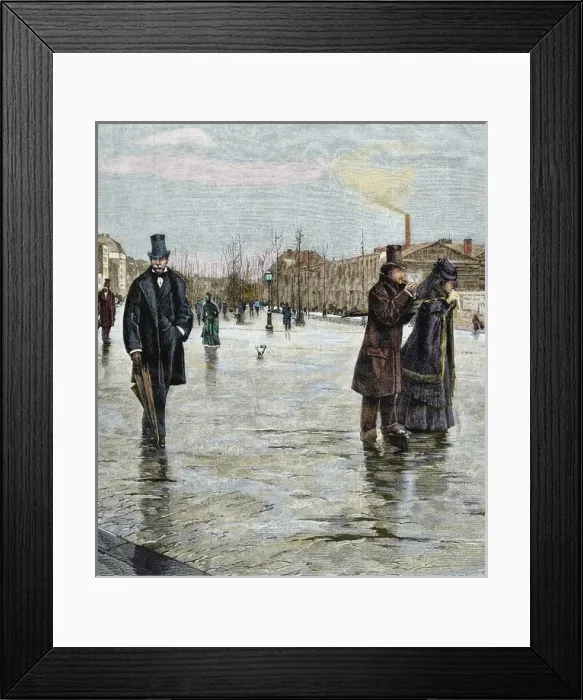 Framed Print : Returning from a funeral. Colored engraving Framed Print : Returning from a funeral. Colored engraving