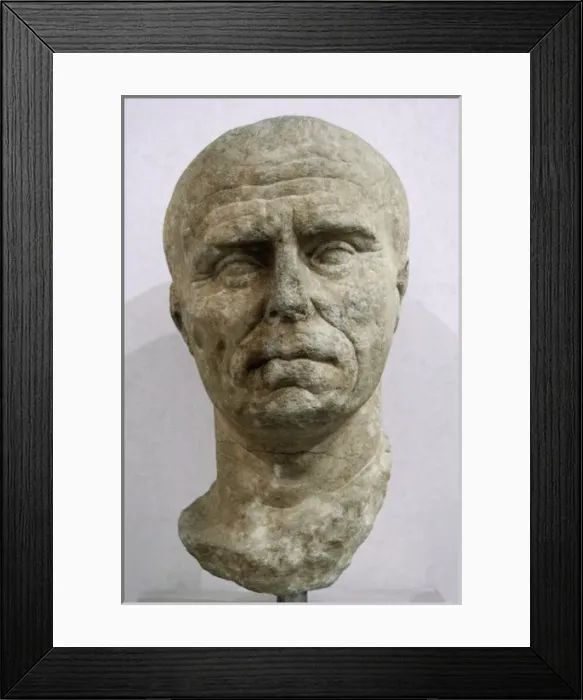 Framed Print : Roman Art. An old man head. 1st century B. C Framed Print : Roman Art. An old man head. 1st century B. C