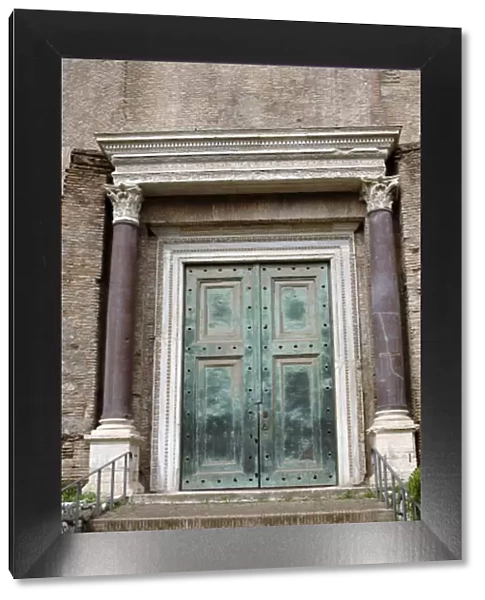 Temple of Romulus. Bronze door. Roman Forum. Rome. Italy