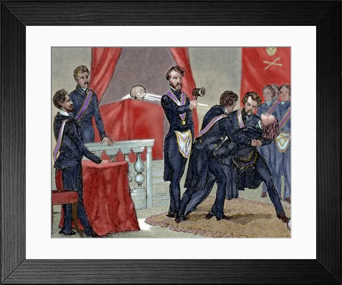 Framed Print : Secret Societies (nineteenth century). Initiation ceremony o Framed Print : Secret Societies (nineteenth century). Initiation ceremony o