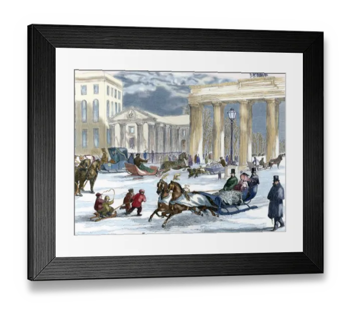 Framed Print : Germany. Berlin. Street scene with the Brandenburg Gate in t Framed Print : Germany. Berlin. Street scene with the Brandenburg Gate in t