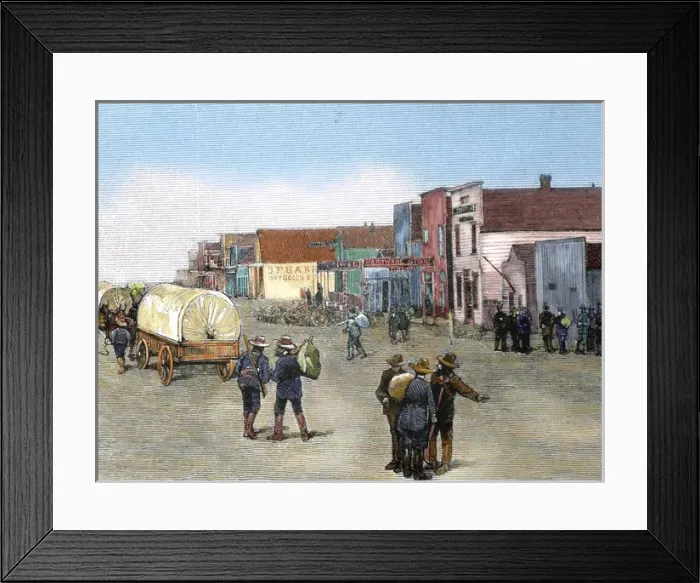 Framed Print : United States. Purcell. Oklahoma. Main Street after the land Framed Print : United States. Purcell. Oklahoma. Main Street after the land