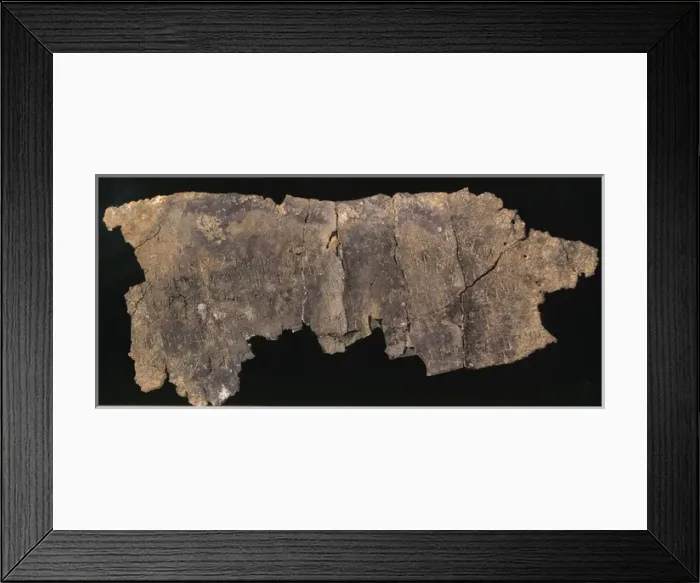 Framed Print : Iberian art. Inscription on lead. It comes from the Castle o Framed Print : Iberian art. Inscription on lead. It comes from the Castle o