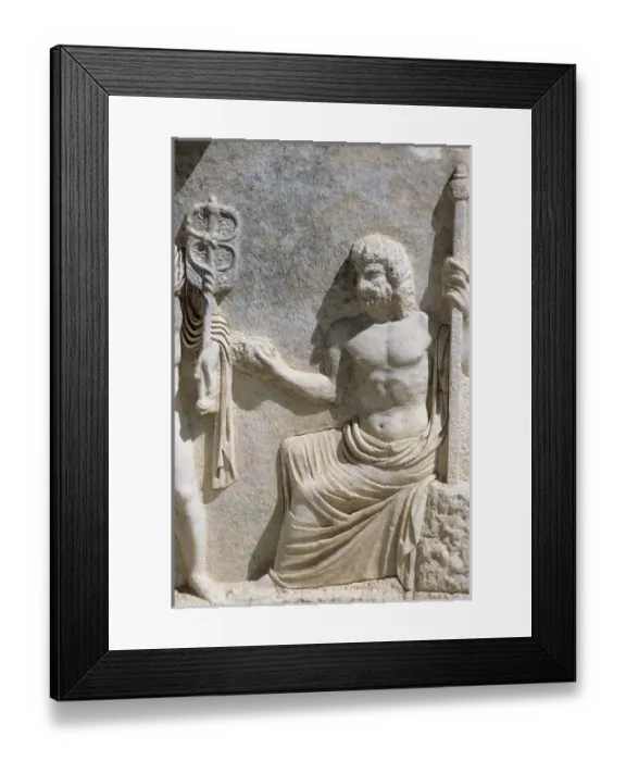 Framed Print : Greek art. Turkey. Relief depicting Zeus. Sarcophagus from t Framed Print : Greek art. Turkey. Relief depicting Zeus. Sarcophagus from t