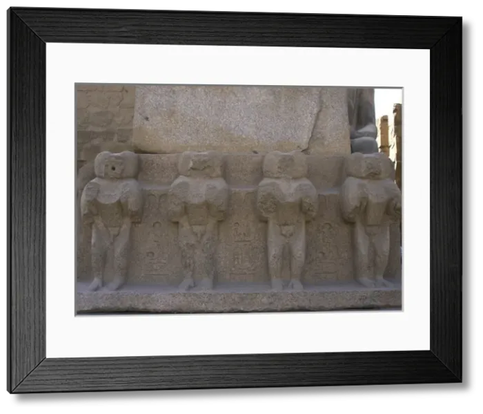 Framed Print : Egypt. Ramesses II Obelisk. Mandrills relief. Thebes. Luxor Framed Print : Egypt. Ramesses II Obelisk. Mandrills relief. Thebes. Luxor