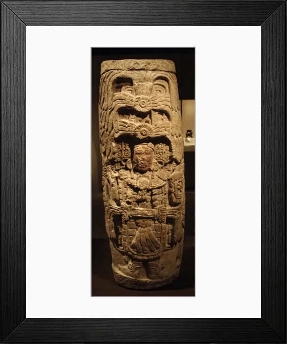 Framed Print : Pre-Columbian Art. Maya. Mexico. Column depicting a man