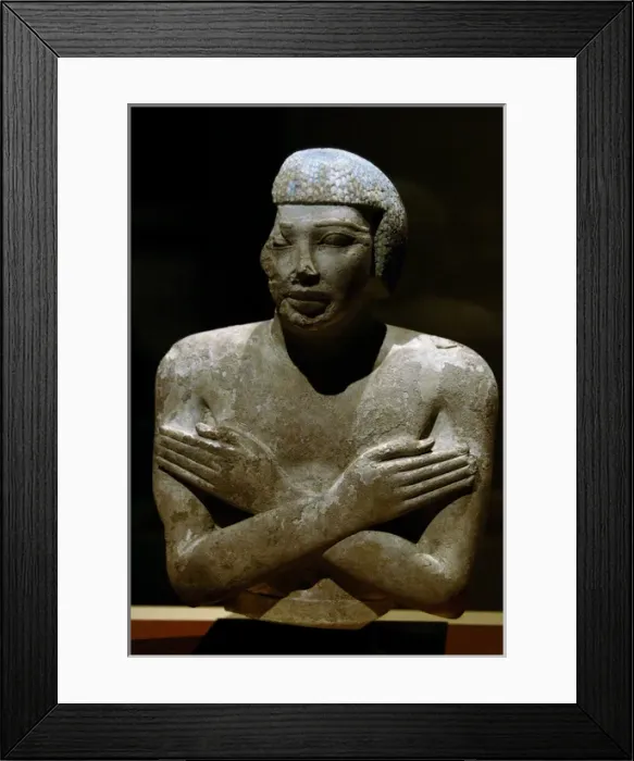 Framed Print : Egyptian Art. Upper Part of a statue representing a man call Framed Print : Egyptian Art. Upper Part of a statue representing a man call