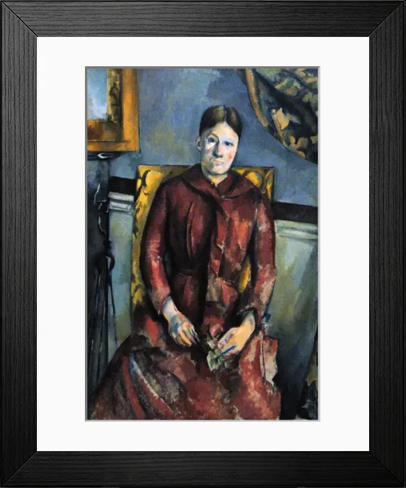 Framed Print : Paul Cezanne (1839-1906). Madame Cezanne in a red dress Framed Print : Paul Cezanne (1839-1906). Madame Cezanne in a red dress