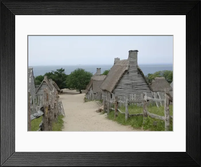 Framed Print : Plimoth Plantation or Historical Museum. English village. Pl Framed Print : Plimoth Plantation or Historical Museum. English village. Pl