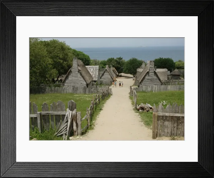 Framed Print : Plimoth Plantation or Historical Museum. English village. Pl Framed Print : Plimoth Plantation or Historical Museum. English village. Pl