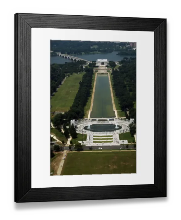 Framed Print : National World War II Memorial, Reflecting Pool and Lincoln Framed Print : National World War II Memorial, Reflecting Pool and Lincoln