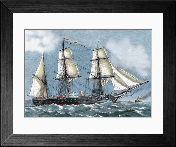 Framed Print : Frigate Blanca of the Spanish Navy aimed at a voyage of ci Framed Print : Frigate Blanca of the Spanish Navy aimed at a voyage of ci