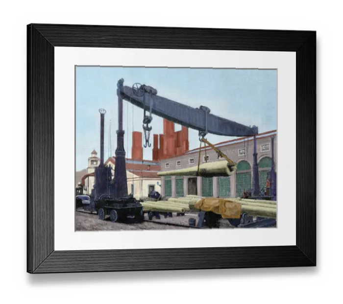 Framed Print : Trubia factory. Transporting the guns destined to battleship Framed Print : Trubia factory. Transporting the guns destined to battleship
