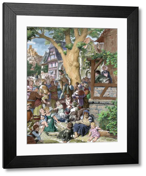 Framed Print : Minstrel reciting poems and songs. Germany Framed Print : Minstrel reciting poems and songs. Germany