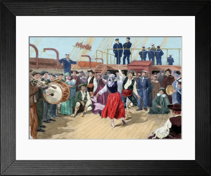 Framed Print : Spanish emigrants on board a ship heading toward Argentina Framed Print : Spanish emigrants on board a ship heading toward Argentina