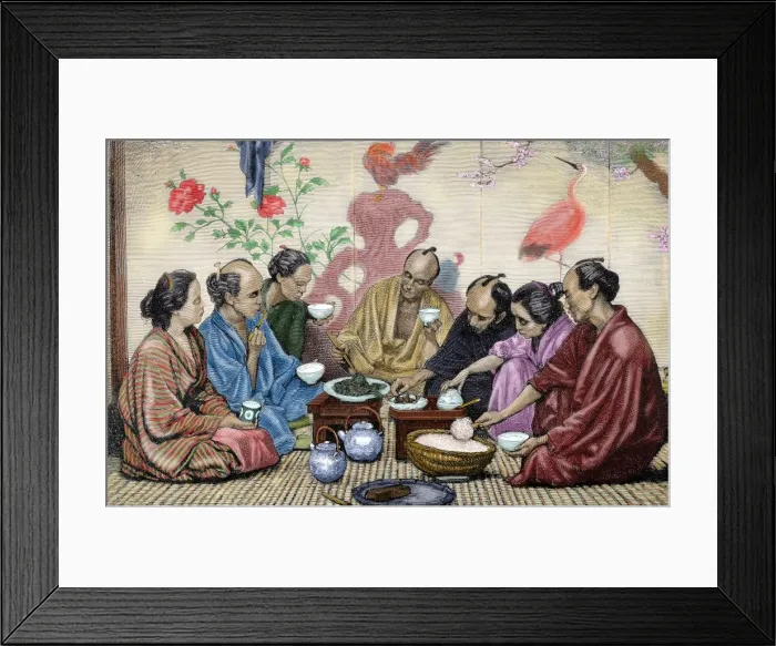 Framed Print : Japanese family eating Framed Print : Japanese family eating