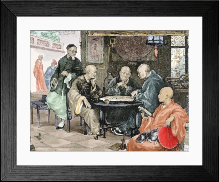 Framed Print : China. Men playing draughts in a tavern Framed Print : China. Men playing draughts in a tavern