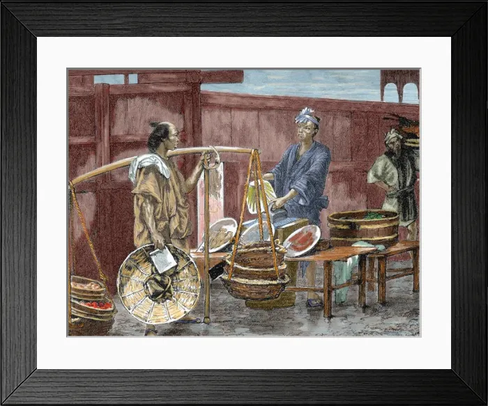 Framed Print : Japanese history. Fruit seller Framed Print : Japanese history. Fruit seller