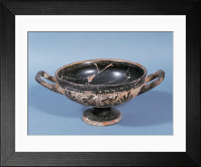 Framed Print : Kylix. Black-figures. 5th century BC. Found in Ampurias. Catalonia. Spain Framed Print : Kylix. Black-figures. 5th century BC. Found in Ampurias. Catalonia. Spain