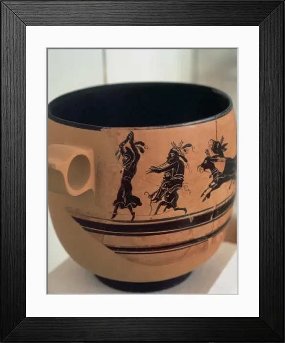 Framed Print : Greek Art. Greece. Skyphos (5th-4th centuries). It depicts a Framed Print : Greek Art. Greece. Skyphos (5th-4th centuries). It depicts a