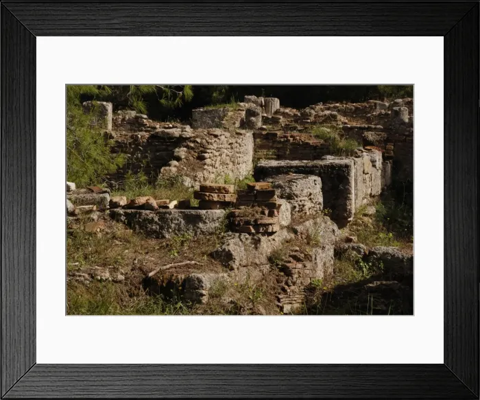 Framed Print : Greek Art. Sanctuary of Olympia. Ruins of the Greek baths Framed Print : Greek Art. Sanctuary of Olympia. Ruins of the Greek baths