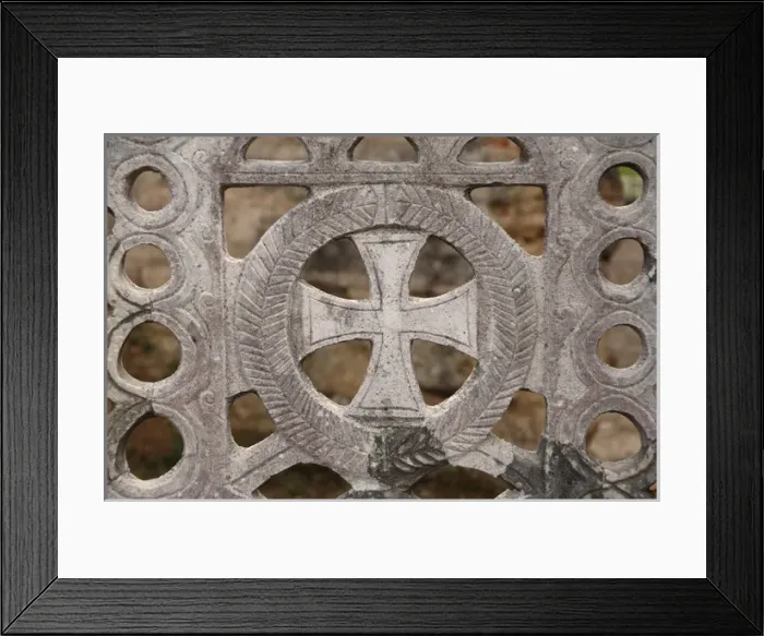 Framed Print : Greek Art. Phidias Workshop ruins. Cross carved in stone. Ol Framed Print : Greek Art. Phidias Workshop ruins. Cross carved in stone. Ol