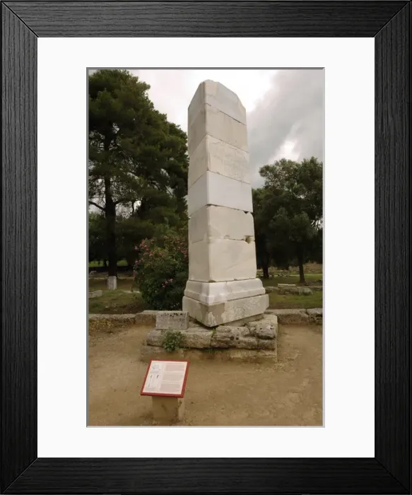 Framed Print : Greek Art. Triangular pedestal of the statue of Victory (Nik Framed Print : Greek Art. Triangular pedestal of the statue of Victory (Nik
