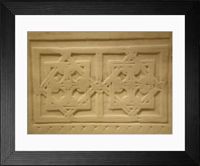 Framed Print : Marble slab decorated with geometric designs and filigree. C Framed Print : Marble slab decorated with geometric designs and filigree. C