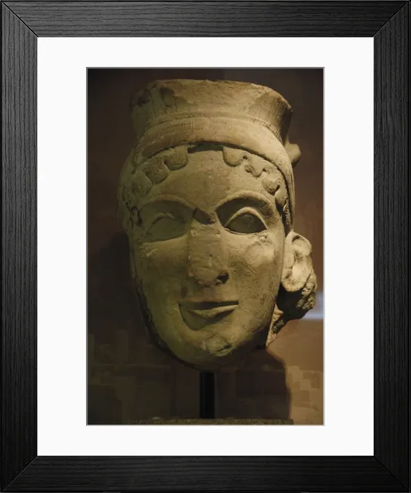 Framed Print : Greek Art. Colossal head of a woman in limestone Framed Print : Greek Art. Colossal head of a woman in limestone