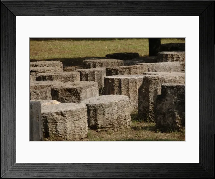 Framed Print : Greek Art. Remains of column shafts. Olympia. Greece Framed Print : Greek Art. Remains of column shafts. Olympia. Greece