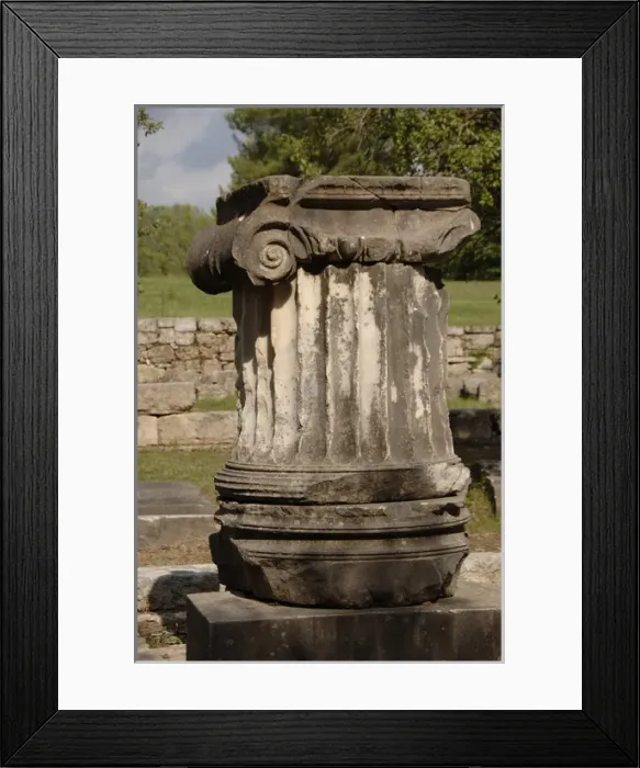 Framed Print : Greek Art. Ionic column. Volutes. Olympia. Greece Framed Print : Greek Art. Ionic column. Volutes. Olympia. Greece