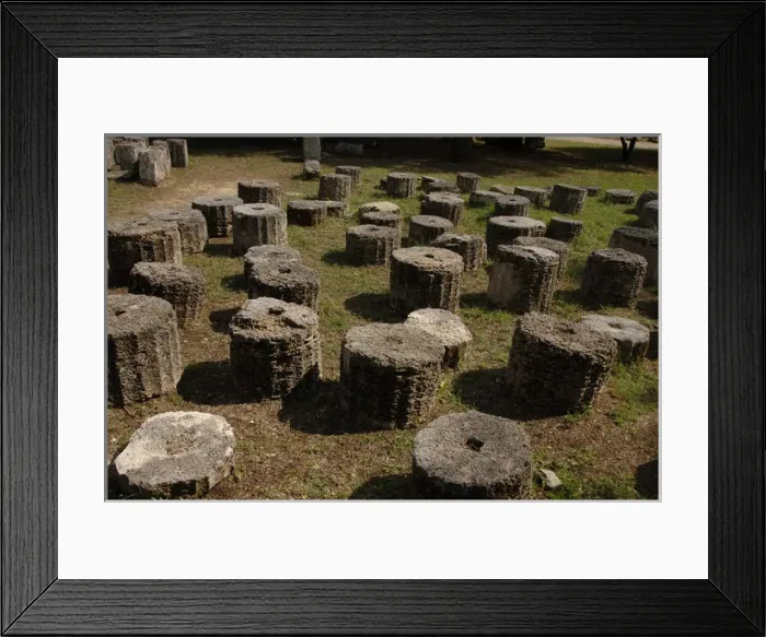 Framed Print : Greek Art. Remains of column shafts. Olympia. Greece Framed Print : Greek Art. Remains of column shafts. Olympia. Greece