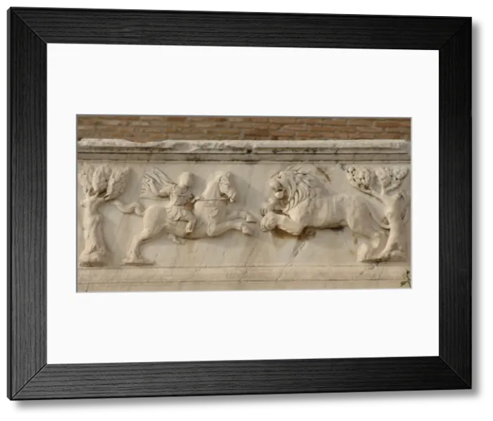 Framed Print : Roman Art. Greece. Relief in a Roman tomb around the Odeon Framed Print : Roman Art. Greece. Relief in a Roman tomb around the Odeon