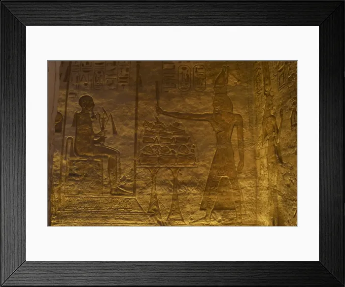 Framed Print : Small Temple or Temple of Hathor. Relief depicting the phara Framed Print : Small Temple or Temple of Hathor. Relief depicting the phara