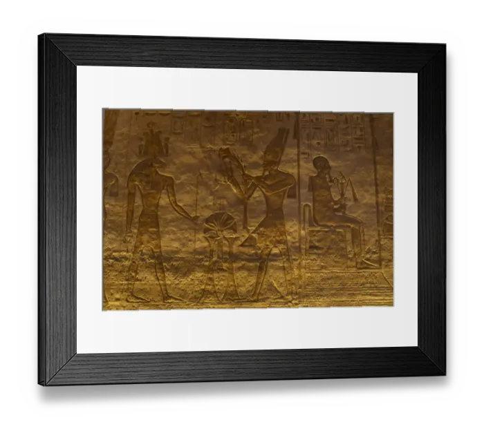 Framed Print : Small Temple or Temple of Hathor. Relief depicting the phara Framed Print : Small Temple or Temple of Hathor. Relief depicting the phara