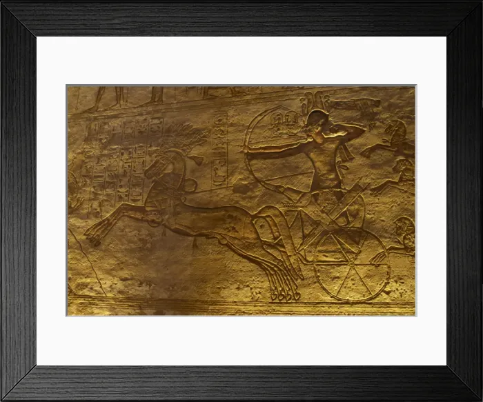 Framed Print : Egyptian art. Great Temple of Ramses II. Military campaign a Framed Print : Egyptian art. Great Temple of Ramses II. Military campaign a