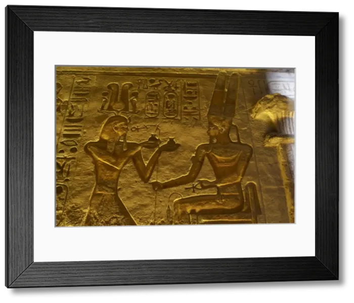 Framed Print : Small Temple or Temple of Hathor. Relief depicting the phara Framed Print : Small Temple or Temple of Hathor. Relief depicting the phara