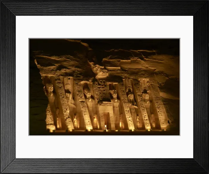 Framed Print : Egyptian art. Temple of Hathor or Small Temple. Facade depic Framed Print : Egyptian art. Temple of Hathor or Small Temple. Facade depic