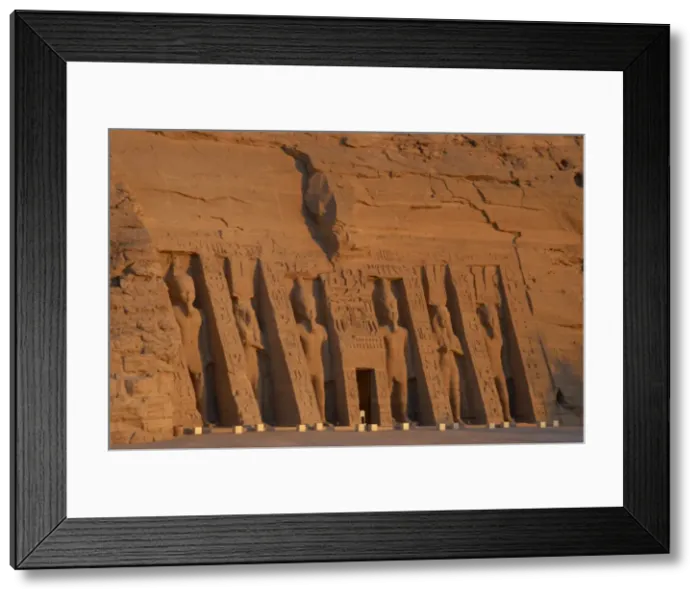 Framed Print : Egyptian art. Temple of Hathor or Small Temple. Facade depic Framed Print : Egyptian art. Temple of Hathor or Small Temple. Facade depic