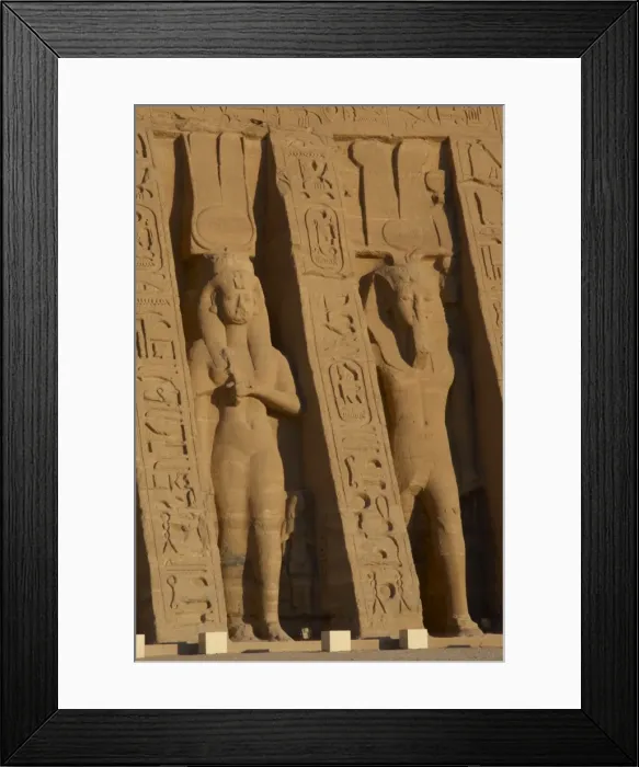 Framed Print : Egyptian art. Temple of Hathor or Small Temple. Facade depic Framed Print : Egyptian art. Temple of Hathor or Small Temple. Facade depic