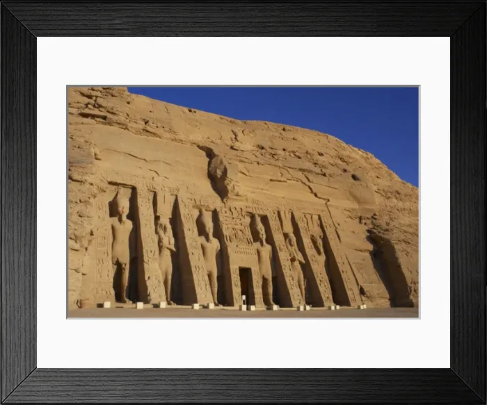 Framed Print : Egyptian art. Temple of Hathor or Small Temple. Facade depic Framed Print : Egyptian art. Temple of Hathor or Small Temple. Facade depic