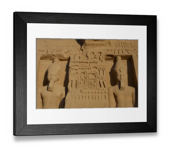 Framed Print : Egyptian art. Temple of Hathor or Small Temple. Facade depic Framed Print : Egyptian art. Temple of Hathor or Small Temple. Facade depic