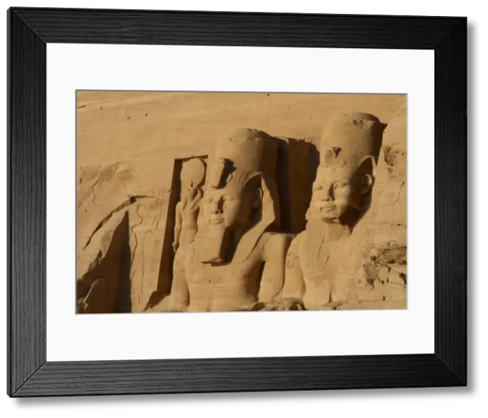 Framed Print : Egyptian art. Great Temple of Ramses II. Two colossal statue Framed Print : Egyptian art. Great Temple of Ramses II. Two colossal statue