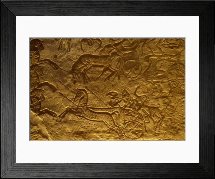 Framed Print : Egyptian art. Great Temple of Ramses II. Military campaign a Framed Print : Egyptian art. Great Temple of Ramses II. Military campaign a