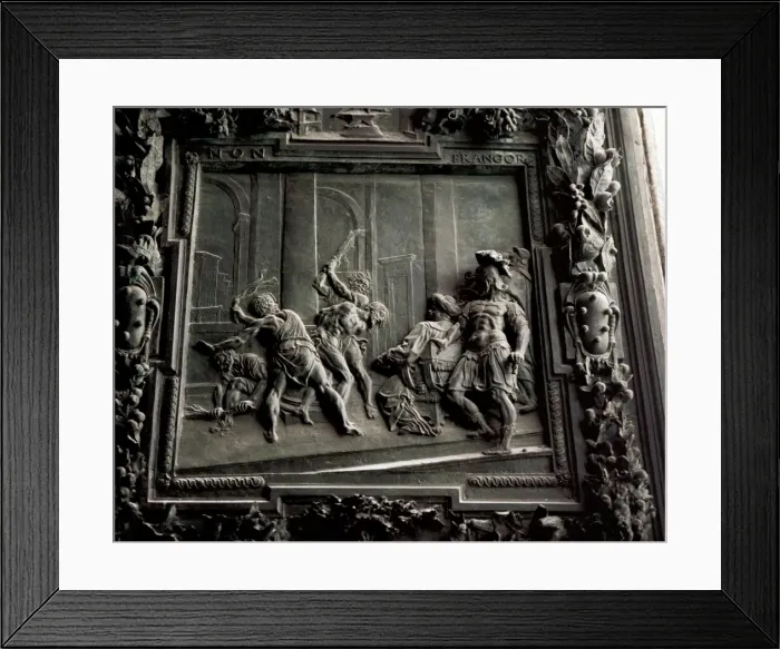 Framed Print : Flagellation of Christ. Bronze. Relief Framed Print : Flagellation of Christ. Bronze. Relief