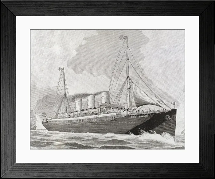 Framed Print : Steamboat Furst Bismarck. Engraving. 19th century Framed Print : Steamboat Furst Bismarck. Engraving. 19th century