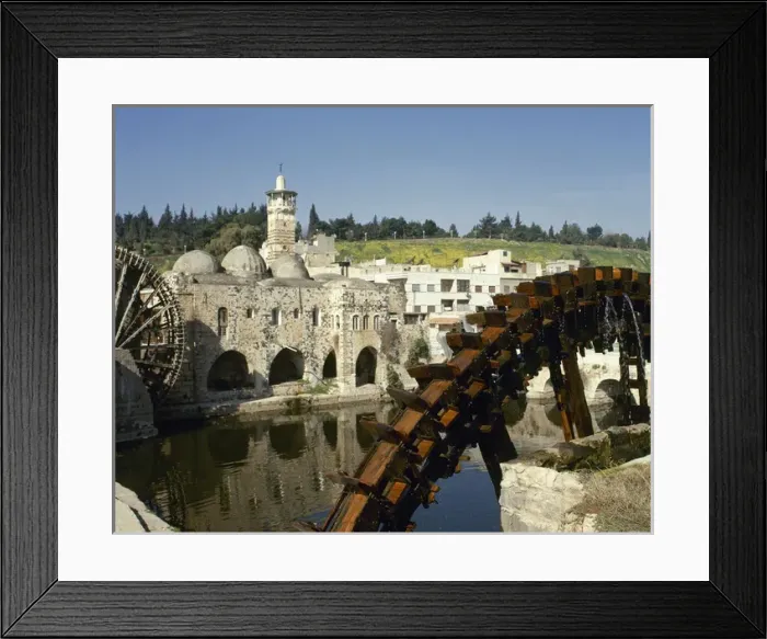 Framed Print : Syria. Hama. Noria in the Orontes river next to Nur Al-Din M Framed Print : Syria. Hama. Noria in the Orontes river next to Nur Al-Din M