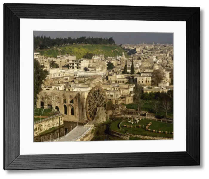Framed Print : Syria. Hama. General view and the noria in the Orontes river Framed Print : Syria. Hama. General view and the noria in the Orontes river