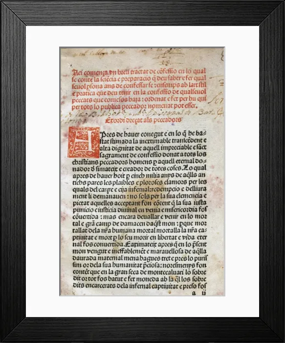 Framed Print : Brief Treaty of Confession. Incunabula Framed Print : Brief Treaty of Confession. Incunabula